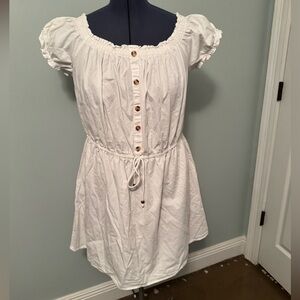 Speed Control White Puff Sleeve Dress 100%Cotton Sz 3x